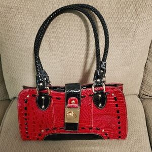 Elegant Red and Black Handbag